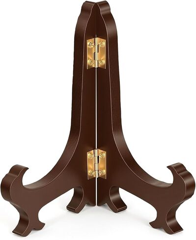 Wooden Display Stand 5" Long Wooden Easel Plate Holder for Display Photo Decorative Plates Artwork Picture Frame (Dark Red) in Kuwait