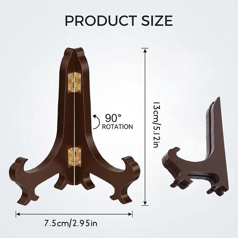 Wooden Display Stand 5" Long Wooden Easel Plate Holder for Display Photo Decorative Plates Artwork Picture Frame (Dark Red) in Kuwait