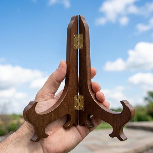 Wooden Display Stand 5" Long Wooden Easel Plate Holder for Display Photo Decorative Plates Artwork Picture Frame (Dark Red) in Kuwait