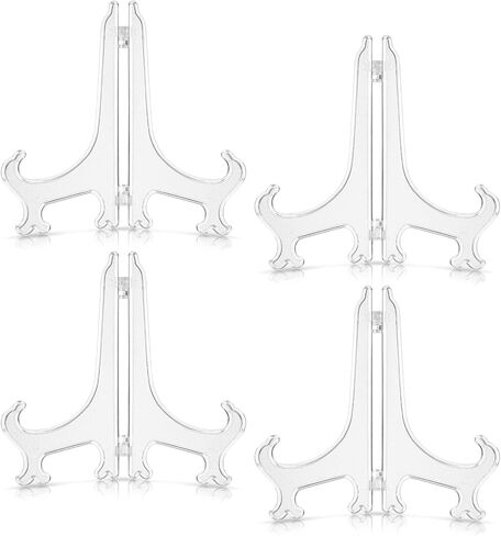JJUNW 4Pcs Plate Stands Display, Plate Holders for Displaying, Acrylic Plates Stand Decorative Plates Holder, Easel Stands for Home Picture Office Tables Decoration in Kuwait