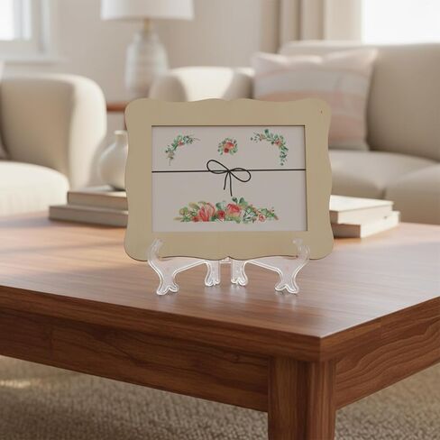 JJUNW 4Pcs Plate Stands Display, Plate Holders for Displaying, Acrylic Plates Stand Decorative Plates Holder, Easel Stands for Home Picture Office Tables Decoration in Kuwait
