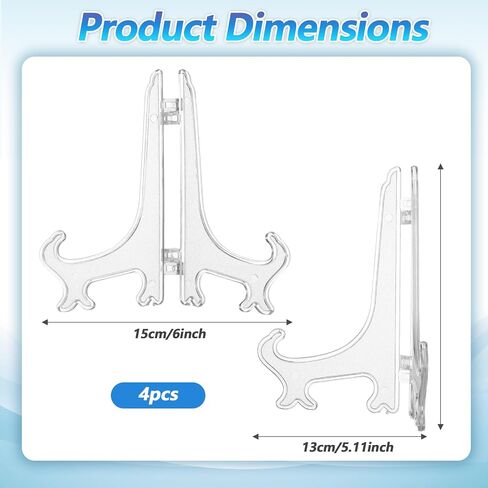 JJUNW 4Pcs Plate Stands Display, Plate Holders for Displaying, Acrylic Plates Stand Decorative Plates Holder, Easel Stands for Home Picture Office Tables Decoration in Kuwait