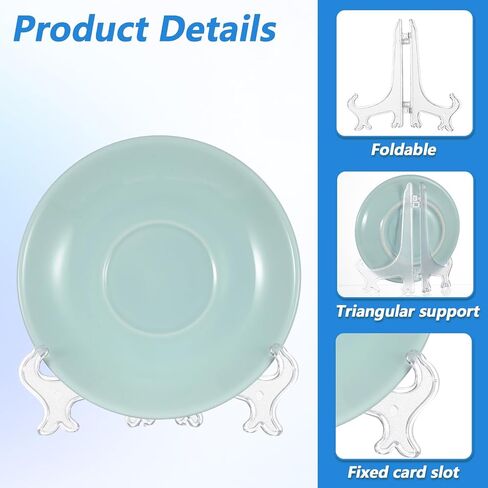 JJUNW 4Pcs Plate Stands Display, Plate Holders for Displaying, Acrylic Plates Stand Decorative Plates Holder, Easel Stands for Home Picture Office Tables Decoration in Kuwait