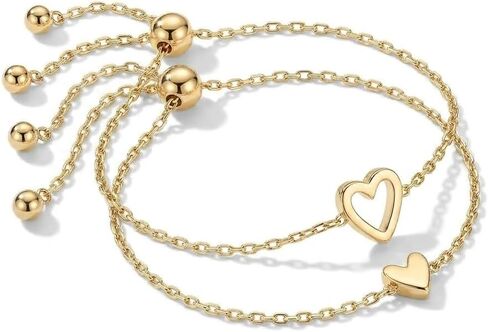 Matching Heart Bracelets for Best Friends Adjustable Bolo Slider Set with Heart Charms Dainty Jewelry Gift for Women Birthday in Saudi Arabia
