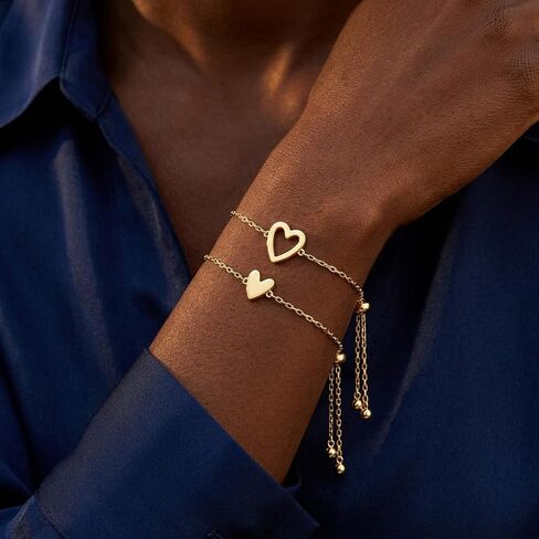 Matching Heart Bracelets for Best Friends Adjustable Bolo Slider Set with Heart Charms Dainty Jewelry Gift for Women Birthday in Saudi Arabia