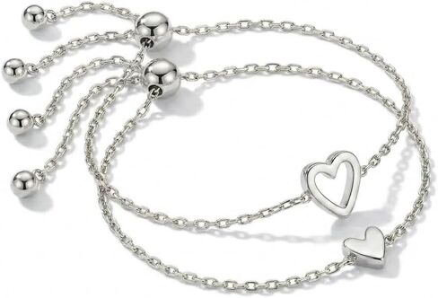 Matching Heart Bracelets for Best Friends Adjustable Bolo Slider Set with Heart Charms Dainty Jewelry Gift for Women Birthday in Saudi Arabia