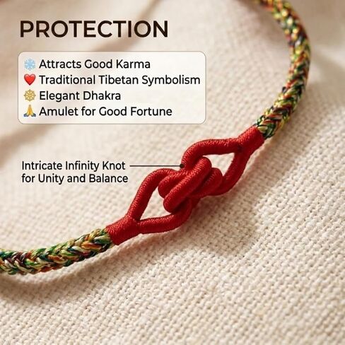 Handmade Red String Bracelet for Protection - Tibetan Buddhist Lucky Knot Amulet, Buddha & Karma Braided Cord, Charm Infinity Bracelets for Men & Women, Fortune Jewelry Gift in Saudi Arabia
