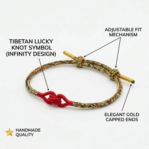 Handmade Red String Bracelet for Protection - Tibetan Buddhist Lucky Knot Amulet, Buddha & Karma Braided Cord, Charm Infinity Bracelets for Men & Women, Fortune Jewelry Gift in Saudi Arabia