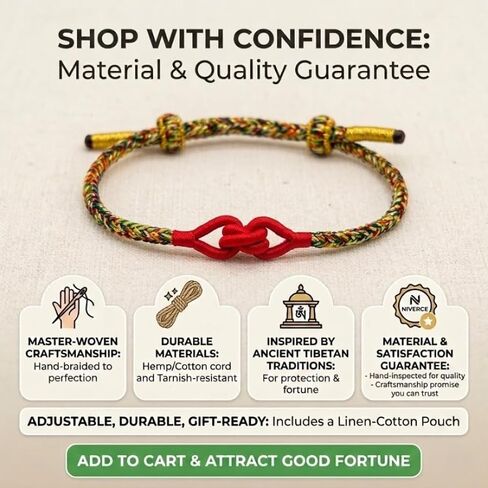 Handmade Red String Bracelet for Protection - Tibetan Buddhist Lucky Knot Amulet, Buddha & Karma Braided Cord, Charm Infinity Bracelets for Men & Women, Fortune Jewelry Gift in Saudi Arabia