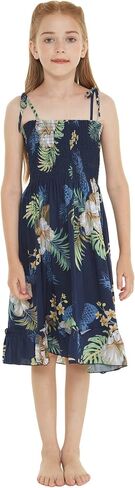 Matchable Hawaiian Luau Father Daughter Men Shirt or Girl Elastic Tube Dress in Pineapple Garden Navy in Kuwait