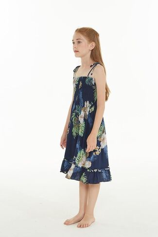Matchable Hawaiian Luau Father Daughter Men Shirt or Girl Elastic Tube Dress in Pineapple Garden Navy in Kuwait