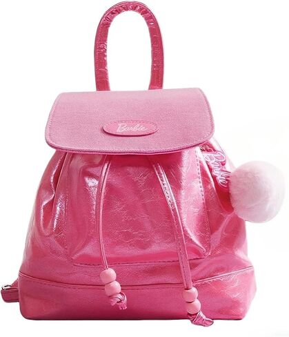 MINISO Barbie Mini Backpack for Women & Girls, Leather Pink Purse with Adjustable Straps Cute Doll-Themed Bookbag Daypacks for School, Travel, Cosplay, Giftable Fashion Accessory in Kuwait