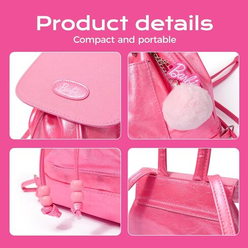 MINISO Barbie Mini Backpack for Women & Girls, Leather Pink Purse with Adjustable Straps Cute Doll-Themed Bookbag Daypacks for School, Travel, Cosplay, Giftable Fashion Accessory in Kuwait