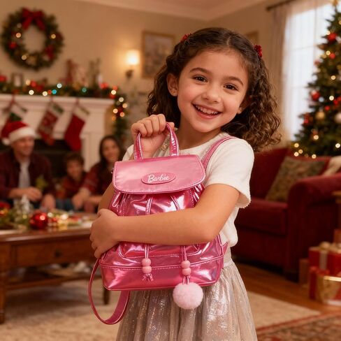MINISO Barbie Mini Backpack for Women & Girls, Leather Pink Purse with Adjustable Straps Cute Doll-Themed Bookbag Daypacks for School, Travel, Cosplay, Giftable Fashion Accessory in Kuwait