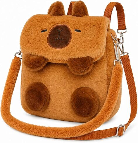 Capybara Crossbody Bag, 3-in-1 Plush Backpack with Adjustable Convertable Straps, Cute Shoulder Handbag for Travel Daily Use in Kuwait