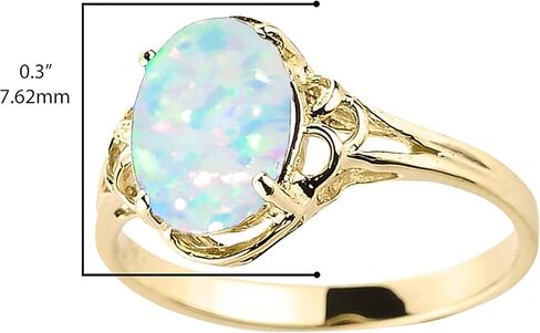 10K Yellow Gold October Birthstone Lab Grown Oval Opal Gemstone Solitaire Ring in Saudi Arabia