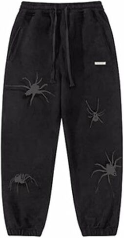 Y2K Spider Graphic Baggy Sweatpants for Women - Aesthetic High-Waisted Hip Hop Pants, Casual Streetwear Sweatpants in Saudi Arabia