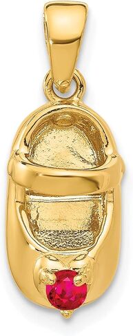14k 3-D July/Synthetic Stone Engraveable Baby Shoe Charm in Saudi Arabia