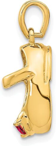 14k 3-D July/Synthetic Stone Engraveable Baby Shoe Charm in Saudi Arabia