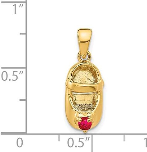14k 3-D July/Synthetic Stone Engraveable Baby Shoe Charm in Saudi Arabia