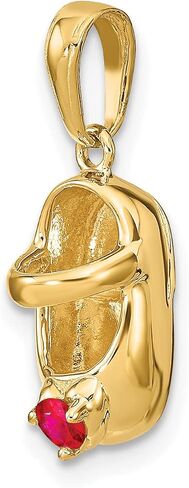 14k 3-D July/Synthetic Stone Engraveable Baby Shoe Charm in Saudi Arabia