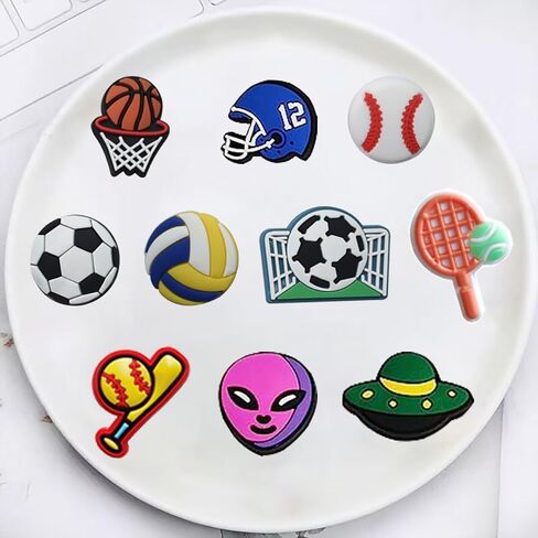 35 PCS Shoe Charms Basketball Soccer Baseball Clog Shoes Decoration, Video Game,Astronaut and Sports Shoe Charms for Wristbands Shoes Charm Party Favor Accessories Gifts for Boys Teens in Kuwait
