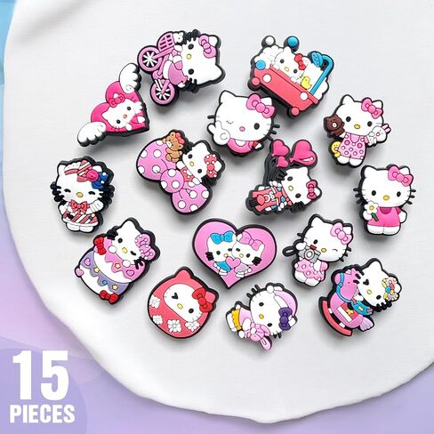 15Pcs Shoe Decoration Charms, Bulk Cute Shoe Charm for Croc Slides Clog Sandals in Saudi Arabia