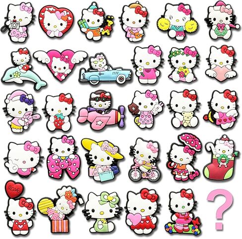 30Pcs Cartoon Shoe Charms for Croc Clogs Sandals Bracelet Wristband Slippers, Different Shoe Decoration Charms for Party Favor in Saudi Arabia