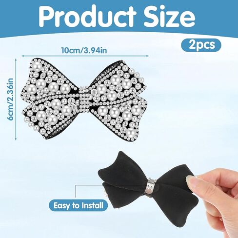2PCS Pearl Bow Shoe Clips for Women, Rhinestone Accessories for Heels Decor, Black Crystal Shoe Clips for Wedding Party, Flats Sandals Loafers, Gift for Bride Bridesmaid in Saudi Arabia