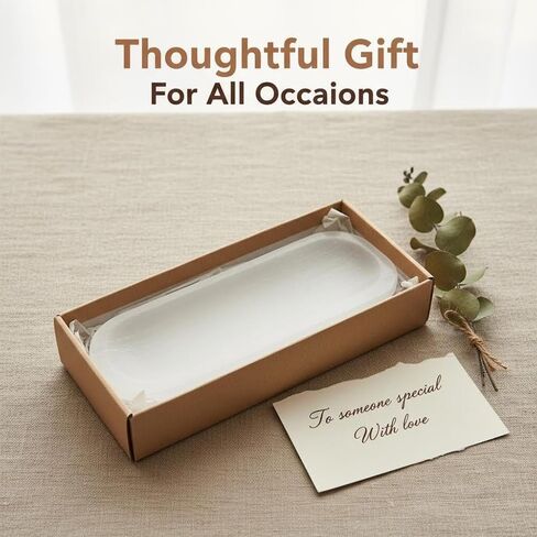 Natural Selenite Crystal Bowl Crystal Charging Plate, Long Oval Selenite Charging Bowl for Crystals Charging Cleansing Smudging Healing Recharging in Saudi Arabia