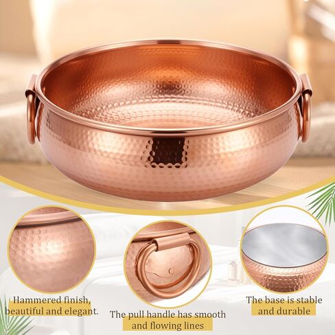 Colingmill 11.8 Inch Hand-hammered Copper Foot Bath Bowl Handmade Traditional Copper Pedicure Bowl Soaking from Nepal Small Feet, Decorative Water Flower Display, Ceremonies Events in Kuwait