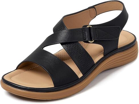 iCKER Women's Flat Sandals Arch Support Comfortable Adjustable Sandals Summer Beach Dressy Casual Walking Sandals in Saudi Arabia