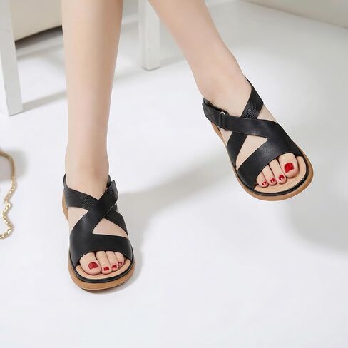 iCKER Women's Flat Sandals Arch Support Comfortable Adjustable Sandals Summer Beach Dressy Casual Walking Sandals in Saudi Arabia
