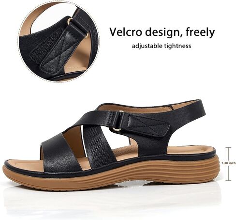 iCKER Women's Flat Sandals Arch Support Comfortable Adjustable Sandals Summer Beach Dressy Casual Walking Sandals in Saudi Arabia