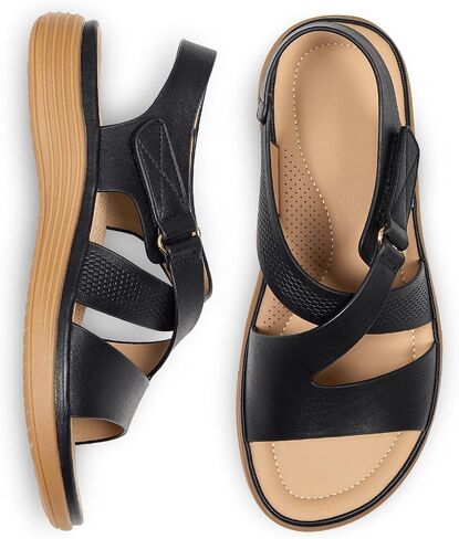 iCKER Women's Flat Sandals Arch Support Comfortable Adjustable Sandals Summer Beach Dressy Casual Walking Sandals in Saudi Arabia