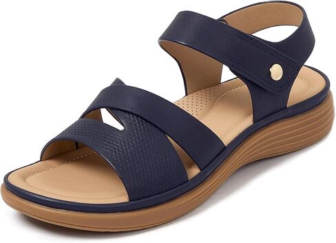 iCKER Women's Flat Sandals Arch Support Comfortable Adjustable Sandals Summer Beach Dressy Casual Walking Sandals in Saudi Arabia