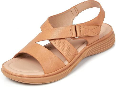 iCKER Women's Flat Sandals Arch Support Comfortable Adjustable Sandals Summer Beach Dressy Casual Walking Sandals in Saudi Arabia