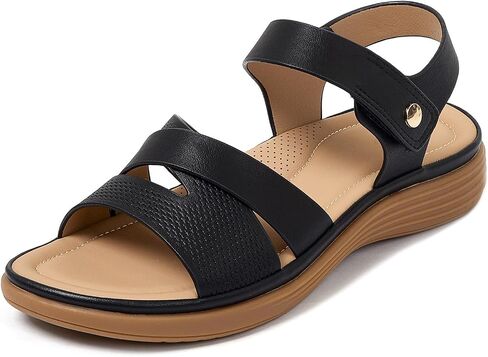 iCKER Women's Flat Sandals Arch Support Comfortable Adjustable Sandals Summer Beach Dressy Casual Walking Sandals in Saudi Arabia