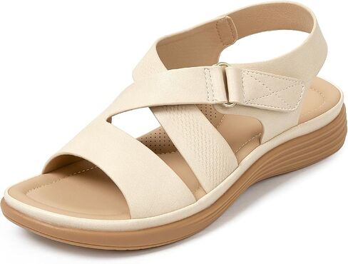 iCKER Women's Flat Sandals Arch Support Comfortable Adjustable Sandals Summer Beach Dressy Casual Walking Sandals in Saudi Arabia