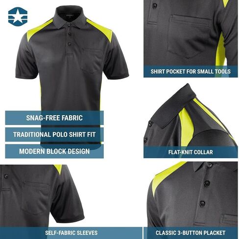 Propper Men's Midweight Short Sleeve Color Block Pocket Polo, Moisture-Wicking Uniform Shirt, Short Sleeve Work Shirt, 6.5 oz in Kuwait