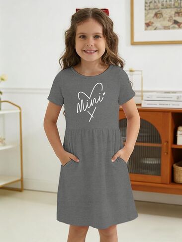 Mommy and Me Dresses with Pockets Mom Daughter Matching Dress Mama Mini Heart Casual Outfits in Saudi Arabia