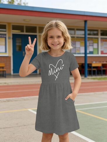Mommy and Me Dresses with Pockets Mom Daughter Matching Dress Mama Mini Heart Casual Outfits in Saudi Arabia