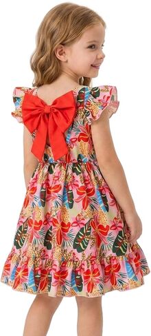 TTYAOVO Toddler Girls Summer Dress Flutter Sleeve Floral Ruffle A-Line Twirl Sundress Casual Beach 3-7T in Saudi Arabia