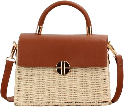 Hand woven rattan bag, summer leather flip beach bag, women's straw woven handbag in Saudi Arabia