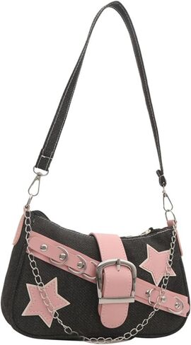 1PC Women's Y2K Pink Star Bag - Short Strap Underarm Shoulder Bag Zipper in Kuwait