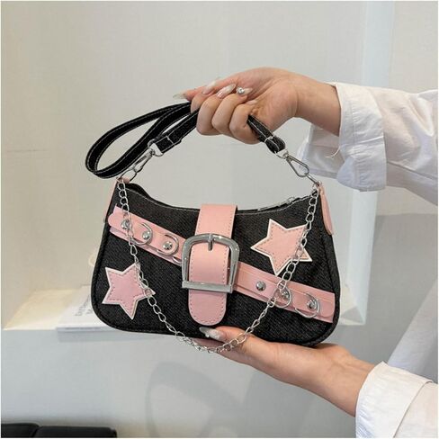 1PC Women's Y2K Pink Star Bag - Short Strap Underarm Shoulder Bag Zipper in Kuwait