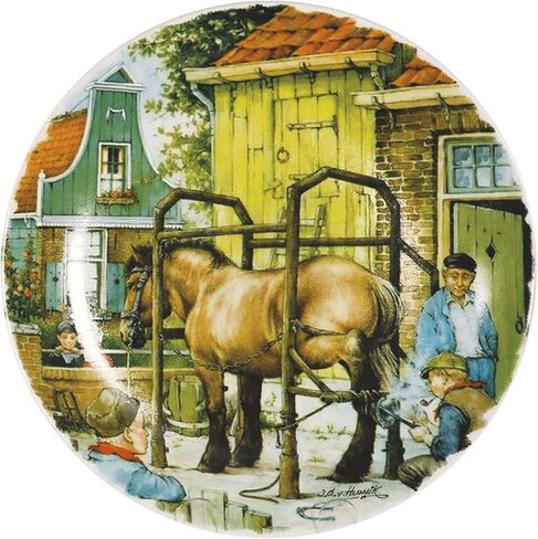 Essence of Europe Gifts Collectible J.C Van Hunnik Plates Children and Blacksmith Blue in Kuwait