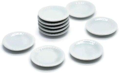 10 pcs White Ceramic Mini Plates & Bowls – Decorative Display Set No.11 in Kuwait