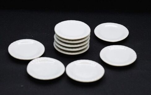 10 pcs White Ceramic Mini Plates & Bowls – Decorative Display Set No.11 in Kuwait