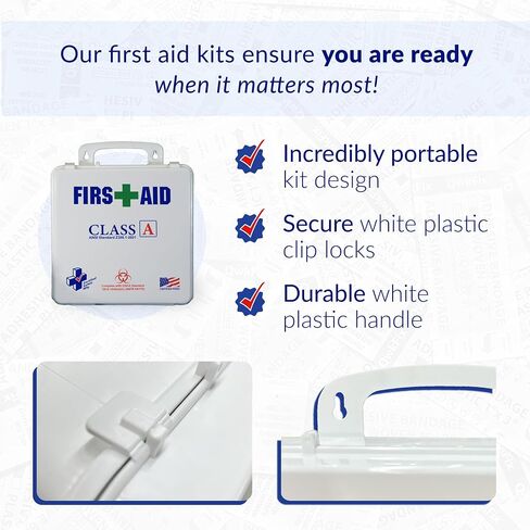 Certified Safety Mfg Class A 21 Plus BBP - 158pc USA-Made ANSI & OSHA Compliant First Aid Kit w/Bloodborne Pathogen Protection - Bloodborne Pathogen Kit for Businesses (Plastic Case) in Saudi Arabia